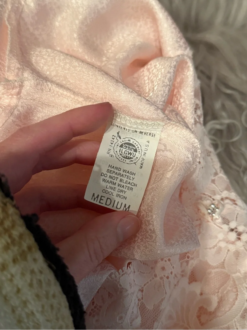 CHRISTIAN DIOR Vintage Lace Trim Pink Nightgown Lingerie Slip Dress Négligée M - Picture 15 of 16